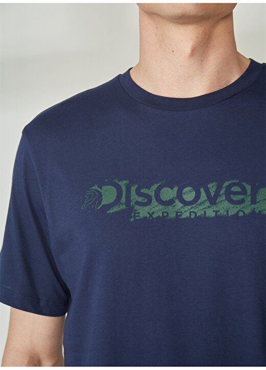 Discovery Expedition Bisiklet Yaka Baskılı Lacivert Erkek T-Shirt WILD 4