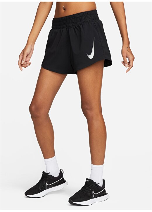 Nike Normal Siyah Kadın Şort DX1031-010 W NK SWOOSH SHORT VENEER 1
