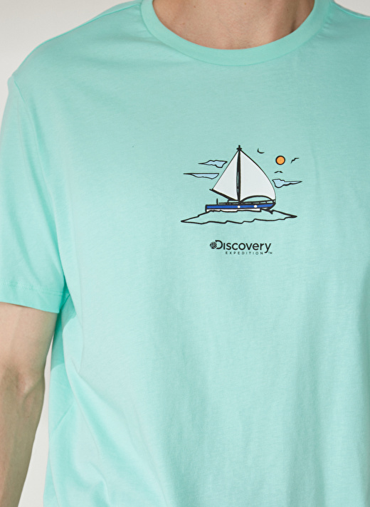 Discovery Expedition Bisiklet Yaka Baskılı Mint Erkek T-Shirt YELKEN 4