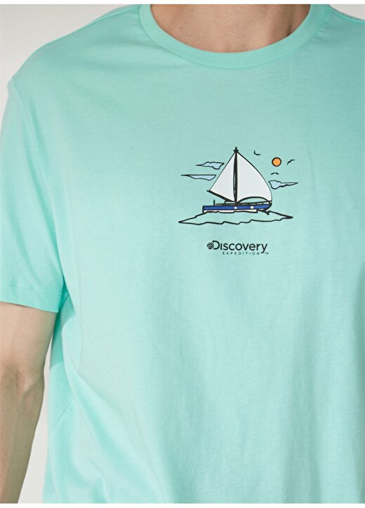 Discovery Expedition Bisiklet Yaka Baskılı Mint Erkek T-Shirt YELKEN 4