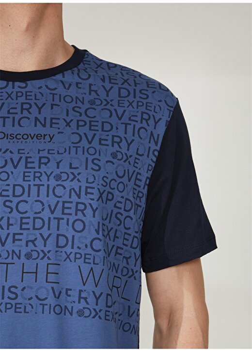 Discovery Expedition Bisiklet Yaka Baskılı Lacivert Erkek T-Shirt WITH 4