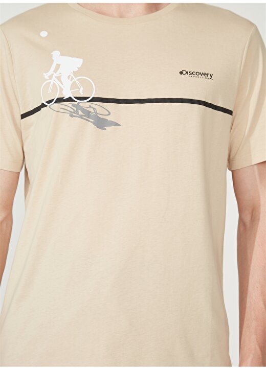 Discovery Expedition Bisiklet Yaka Baskılı Bej Erkek T-Shirt BENJAMIN 4