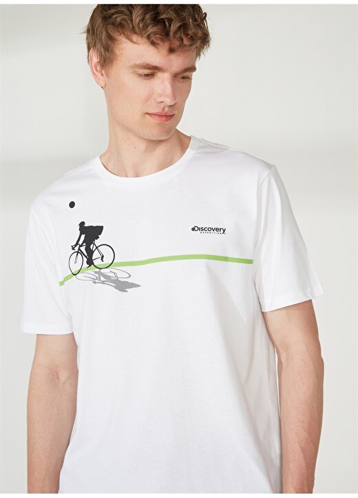 Discovery Expedition Bisiklet Yaka Baskılı Kırık Beyaz Erkek T-Shirt BENJAX 3