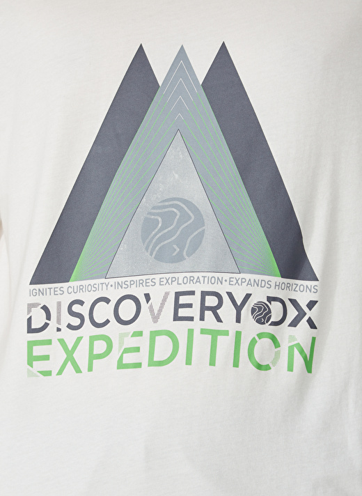 Discovery Expedition Bisiklet Yaka Baskılı Kırık Beyaz Erkek T-Shirt ALEX 4