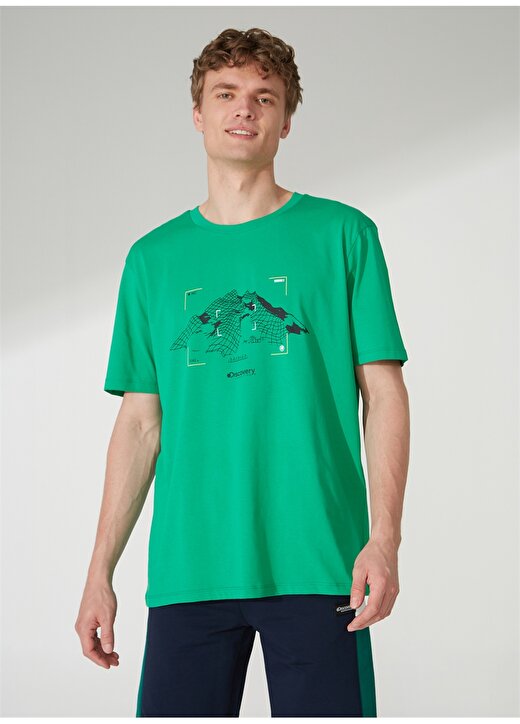 Discovery Expedition Bisiklet Yaka Baskılı Yeşil Erkek T-Shirt TEN 2