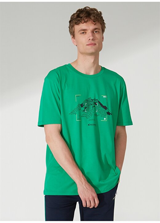 Discovery Expedition Bisiklet Yaka Baskılı Yeşil Erkek T-Shirt TEN 3