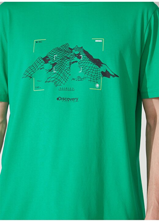 Discovery Expedition Bisiklet Yaka Baskılı Yeşil Erkek T-Shirt TEN 4