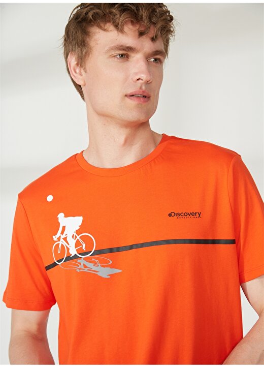 Discovery Expedition Bisiklet Yaka Baskılı Turuncu Erkek T-Shirt BENJAX 1