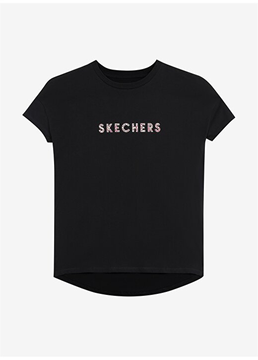 Skechers Yuvarlak Yaka Düz Siyah Kadın T-Shirt S231299-001 W Graphic Tee Crew Neck 1