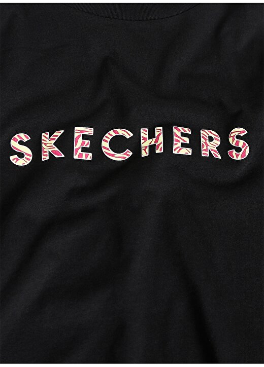 Skechers Yuvarlak Yaka Düz Siyah Kadın T-Shirt S231299-001 W Graphic Tee Crew Neck 3