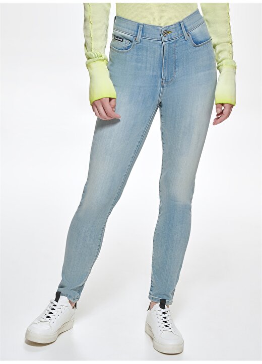 Dkny Jeans Yüksek Bel Dar Paça Super Skinny Açık İndigo Kadın Denim Pantolon E0RK0670 2
