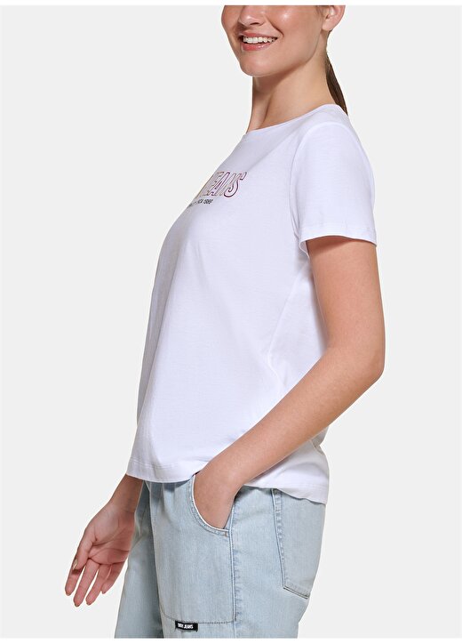 Dkny Jeans Bisiklet Yaka Baskılı Beyaz Kadın T-Shirt E22FHDNA 4