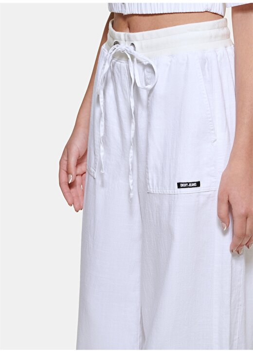 Dkny Jeans Beyaz Kadın Yüksek Belli Regular Fit Keten Pantolon E2EK2HVJ 3