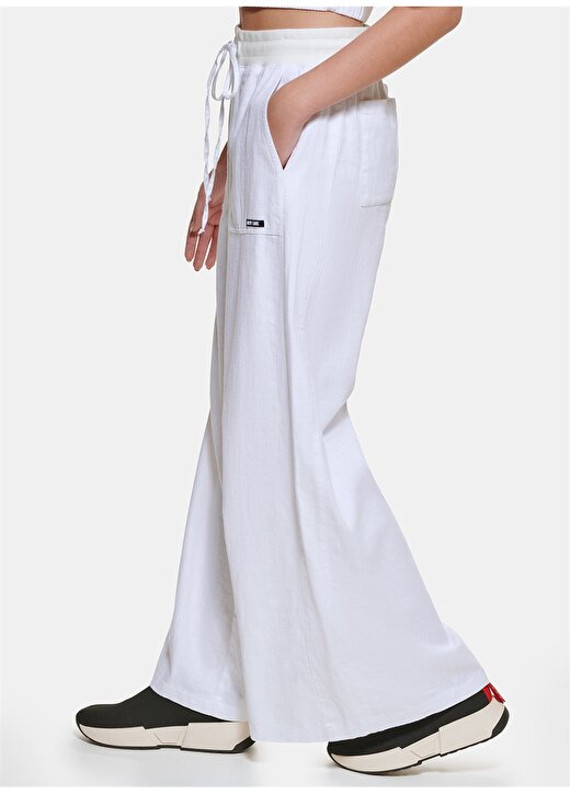 Dkny Jeans Beyaz Kadın Yüksek Belli Regular Fit Keten Pantolon E2EK2HVJ 4