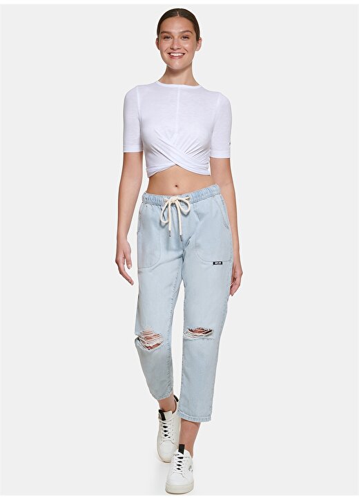 Dkny Jeans Bisiklet Yaka Düz Beyaz Kadın T-Shirt E22FLHVX 1