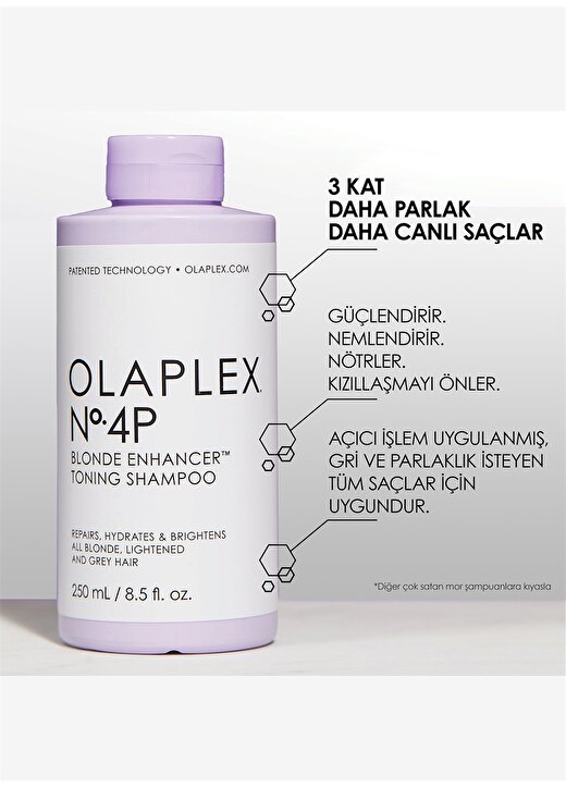Olaplex Nº.4P Blonde Enhancer Toning Shampoo - Renk Koruyucu & Bağ Güçlendirici Mor Şampuan Purple 4