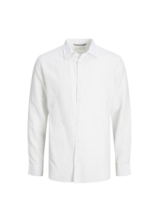Jack & Jones Normal Beyaz Düz Erkek Gömlek 12225707_JPRLAYNE LINEN SHIRT L/S 1