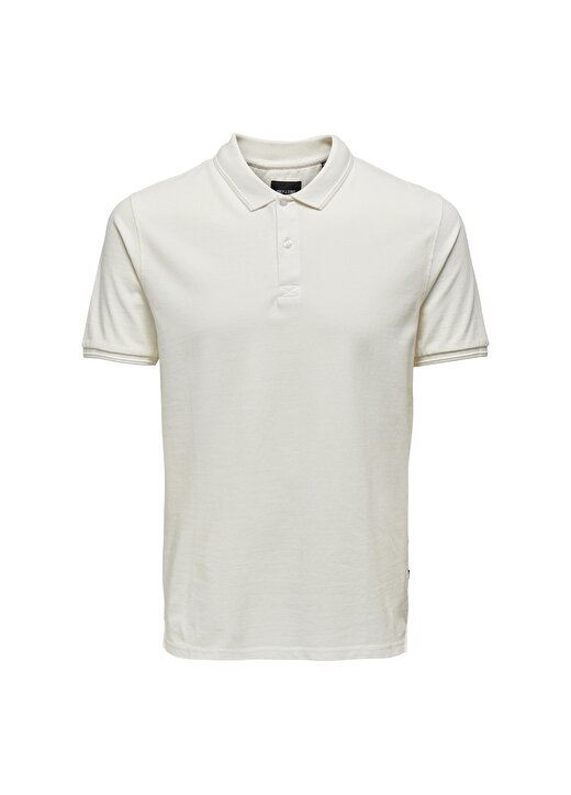Only & Sons Düz Beyaz Erkek Polo T-Shirt 22021769_ONSTRAVIS SLIM WASHED SS P 1
