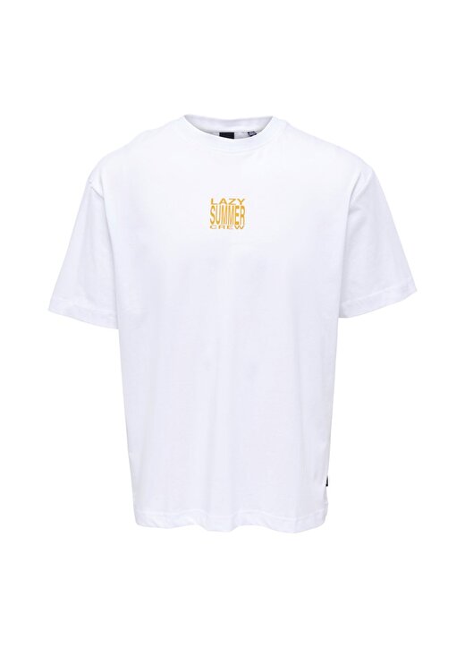 Only & Sons O Yaka Baskılı Beyaz Erkek T-Shirt 22025301_ONSPILOT RLX SUMMER SS TEE 1