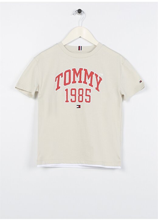 Tommy Hilfiger Baskılı Bej Erkek Çocuk T-Shirt KB0KB08206ACU 1