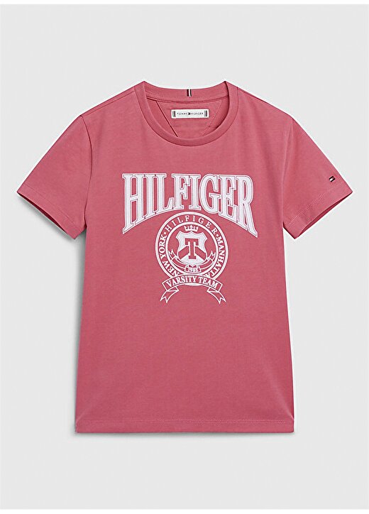 Tommy Hilfiger Kırmızı Kız Çocuk Bisiklet Yaka Yarım Kollu Baskılı T-Shirt KG0KG07081XI4 1