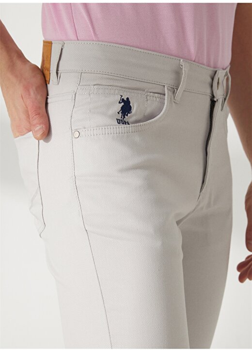 U.S. Polo Assn. Normal Bel Normal Paça Slim Fit Açık Gri Erkek Pantolon DERNEST23Y 4