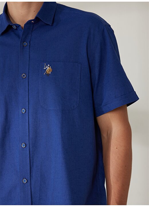 U.S. Polo Assn. Mavi Erkek Kısa Kollu Gömlek ELFY023Y 4