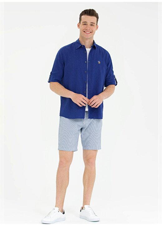 U.S. Polo Assn. Normal Bel Regular Fit Mavi Erkek Bermuda Şort GELLER 1