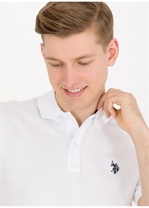 U.S. Polo Assn. Beyaz Erkek Polo T-Shirt GTP04IY023 2
