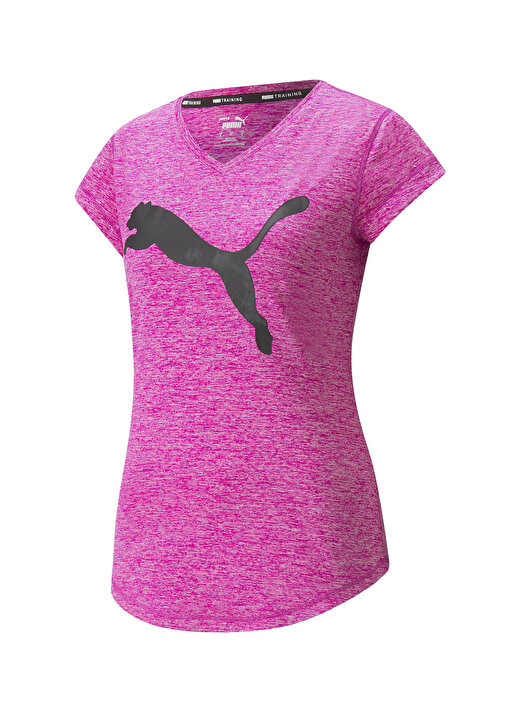 Puma Bisiklet Yaka Düz Pembe Kadın T-Shirt 51952613 Train Fav Heather Cat T 4