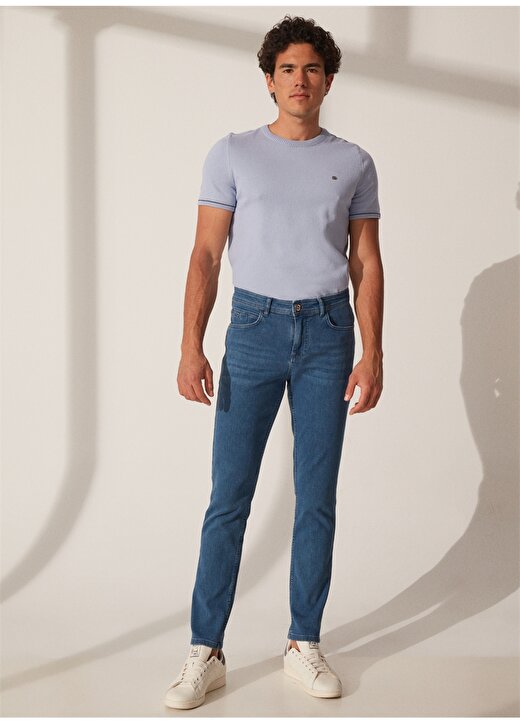 U.S. Polo Assn. Normal Bel Normal Paça Slim Fit Açık Mavi Erkek Denim Pantolon KEON-A 2