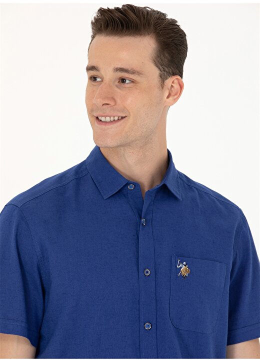 U.S. Polo Assn. Mavi Erkek Kısa Kollu Gömlek ELFY023Y 2