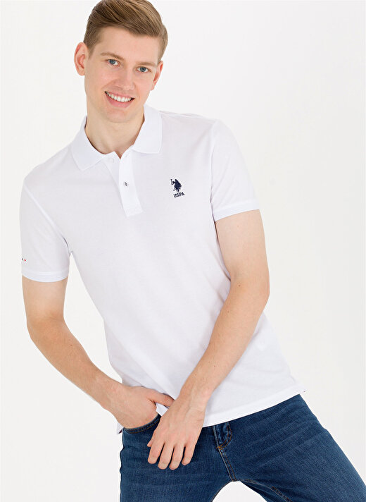 U.S. Polo Assn. Beyaz Erkek Polo T-Shirt TP04IY023 1