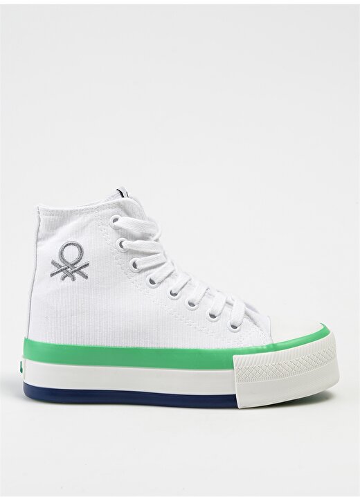 Benetton Beyaz - Yeşil Kadın Sneaker BN-30944 1