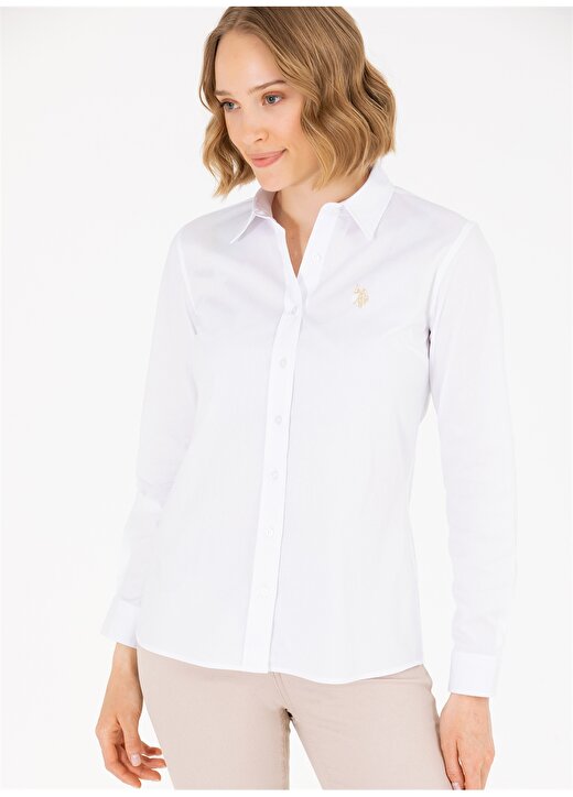U.S. Polo Assn. Açık Beyaz Kadın Gömlek 4