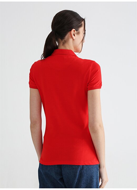 U.S. Polo Assn. Polo Yaka Düz Kırmızı Kadın T-Shirt TP0123 4