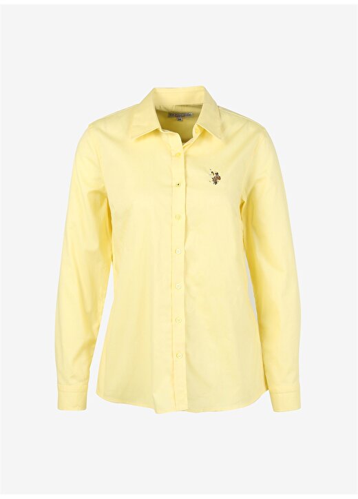 U.S. Polo Assn. Slim Fit Gömlek Yaka Düz Sarı Kadın Gömlek CRISCOLOR023Y 1