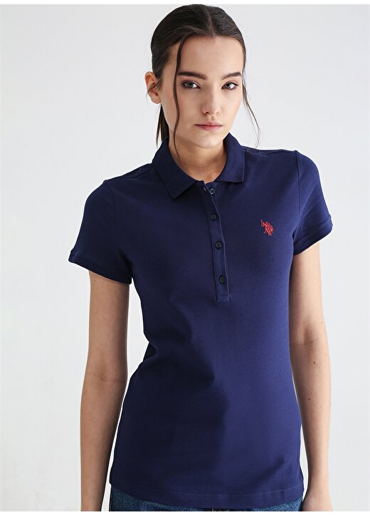 U.S. Polo Assn. Polo Yaka Düz Lacivert Kadın T-Shirt GTP-IY23 3