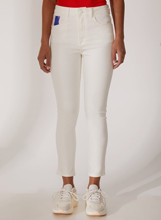 U.S. Polo Assn. Normal Bel Boru Paça Slim Fit Mavi Kadın Denim Pantolon SALEC-B 4