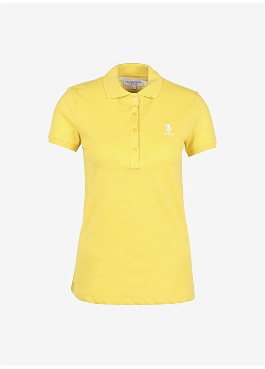 U.S. Polo Assn. Polo Yaka Düz Sarı Kadın T-Shirt TP0123 1