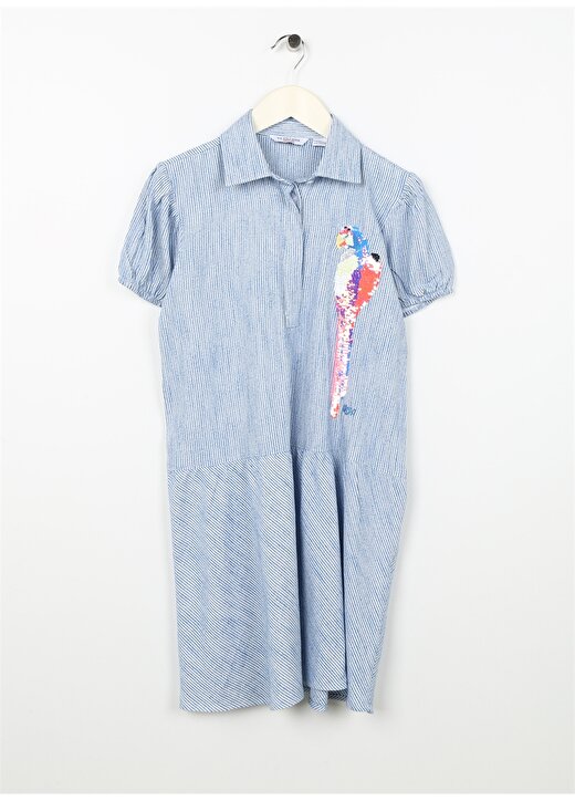 U.S. Polo Assn. Çizgili Mavi Kız Çocuk Standart Elbise ROXI 1