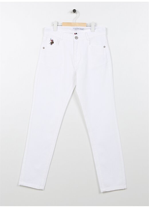 U.S. Polo Assn. Beyaz Erkek Çocuk Boru Paça Slim Fit Düz Chino Pantolon MICHAELKIDS23Y 1