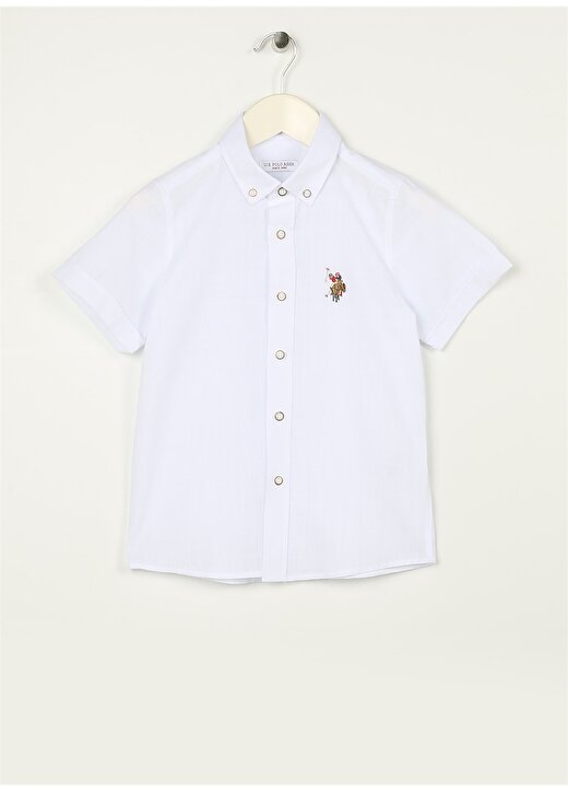 U.S. Polo Assn. Beyaz Erkek Çocuk Kısa Kollu Regular Fit Düz Gömlek ELFYKIDS023Y 1