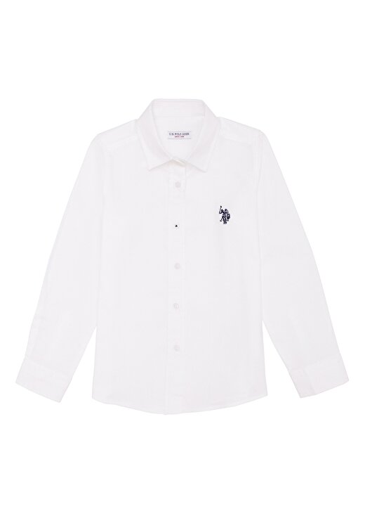 U.S. Polo Assn. Beyaz Kız Çocuk Uzun Kollu Düz Gömlek GIPS023Y 2