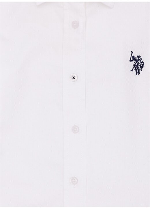 U.S. Polo Assn. Beyaz Kız Çocuk Uzun Kollu Düz Gömlek GIPS023Y 4
