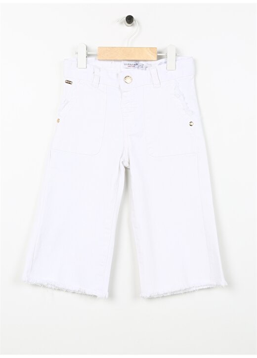 U.S. Polo Assn. Normal Bel Geniş Paça Beyaz Kız Çocuk Pantolon APHEL 1