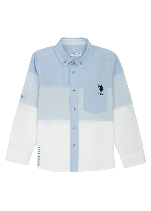 U.S. Polo Assn. Çizgili Mavi Erkek Çocuk Gömlek RENARKIDS 1