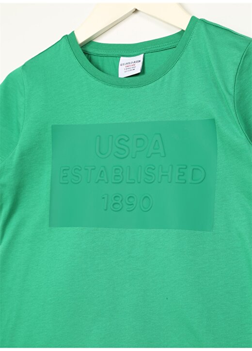 U.S. Polo Assn. Yeşil Erkek Çocuk Bisiklet Yaka Kısa Kollu Düz T-Shirt FERASKIDS 3