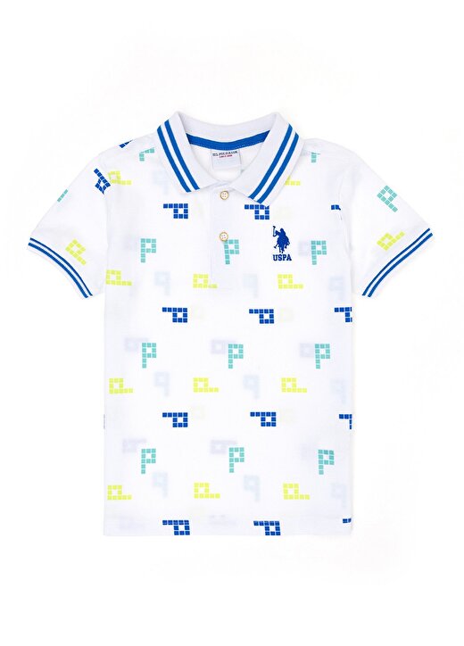 U.S. Polo Assn. Desenli Beyaz Erkek Çocuk T-Shirt NEJRO 1