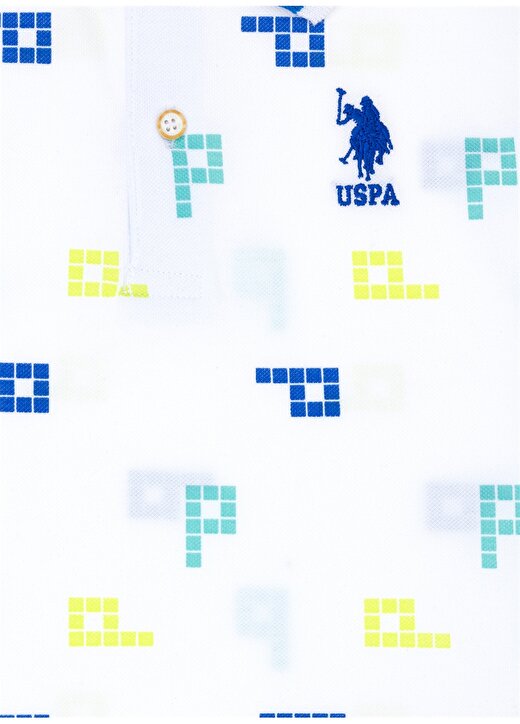 U.S. Polo Assn. Desenli Beyaz Erkek Çocuk T-Shirt NEJRO 3